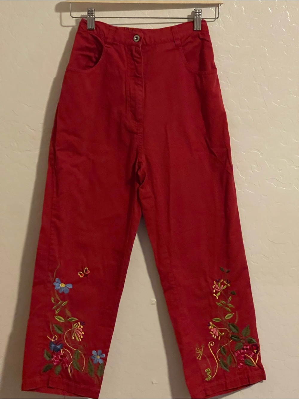 SW Studio West Red Embroidered Pants Size S